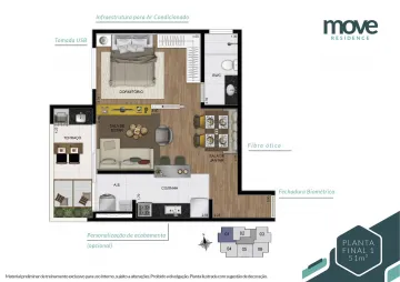 Apartamento a venda 1 dormitório com 51 m² e 1 vaga de garagem no Jardim Aquarius